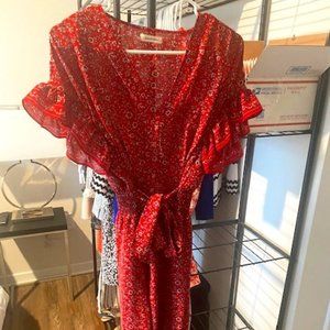 WORN ONCE Max Studio Red Bohemian Midi Dress